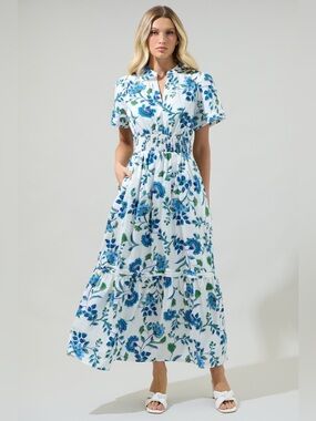 NWT Sugarlips Samara Floral Belraj Poplin Maxi Dress